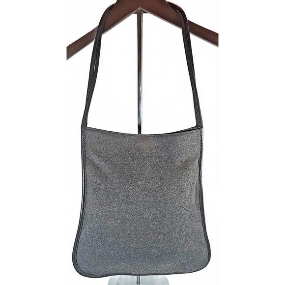 D DKNY Felt Shoulder Bag Double Strap Rectangular Leather Accents Korea - Picture 1 of 5